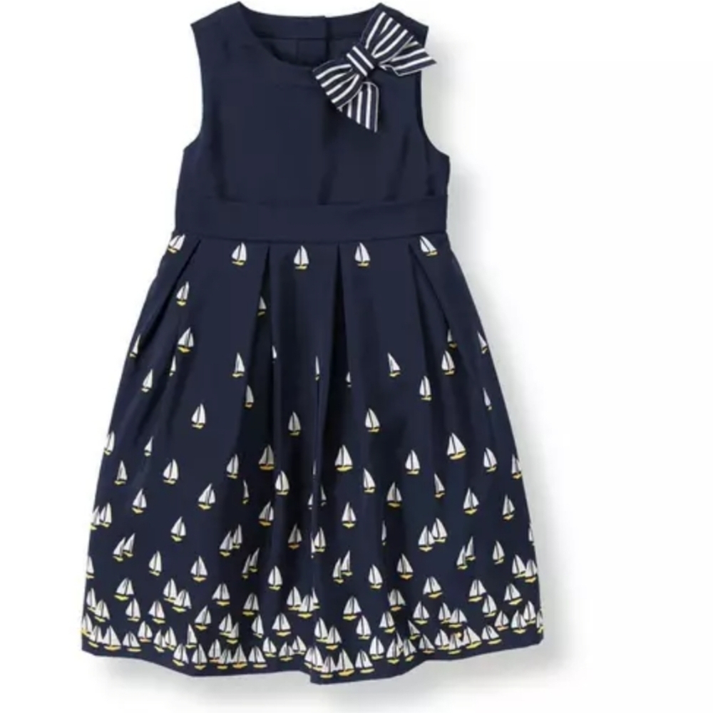 Janie and Jack Navy Blue Sailboat Print Kids Dress size 12-18M - Picture 11 of 11